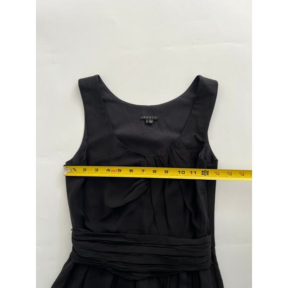 THEORY Emmalee Georgette Twist Front Black Chiffon Ruched Dress Womens Size 0 - Picture 8 of 12